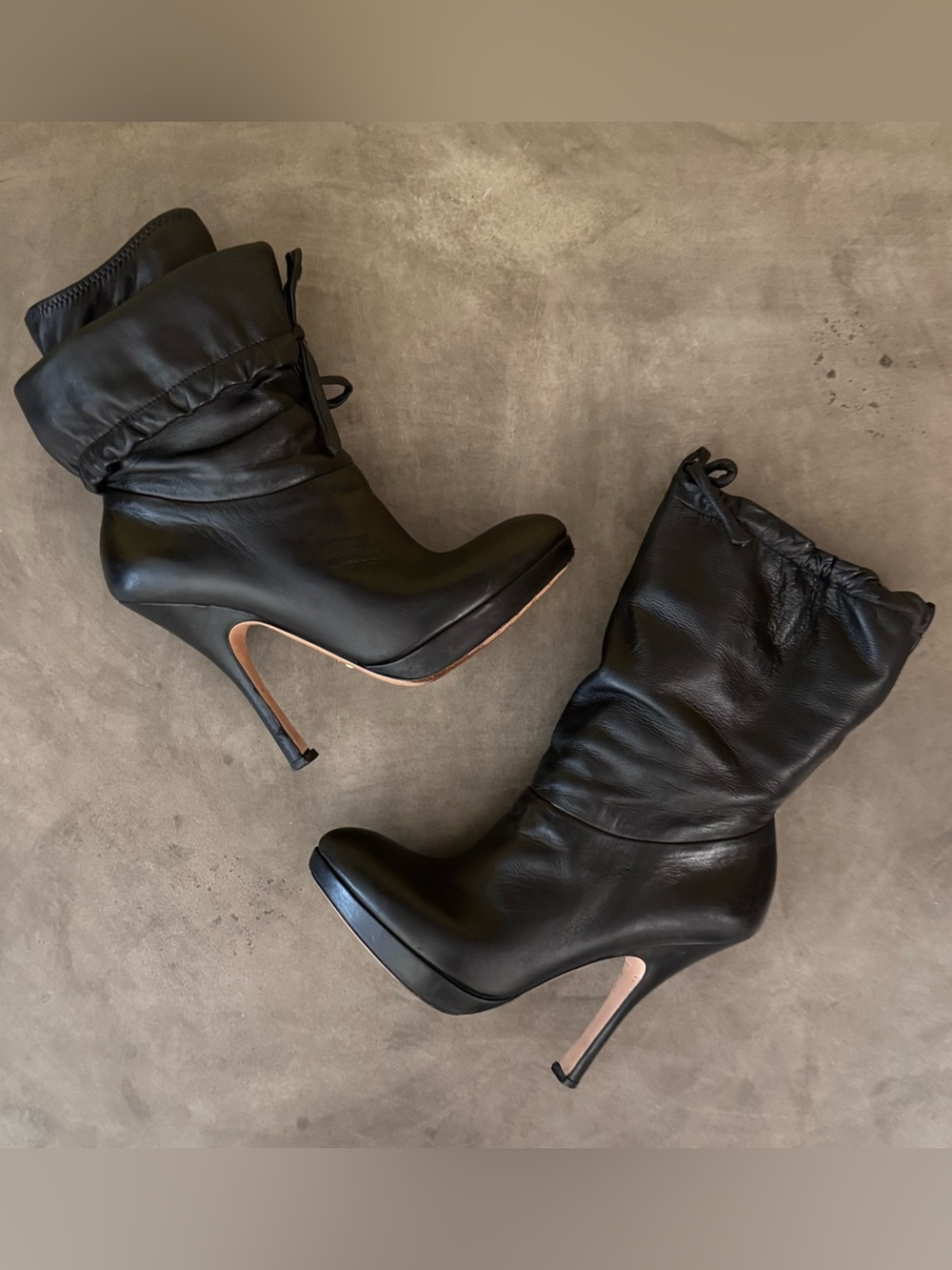 Prada Drawstring Platform Ankle Boots